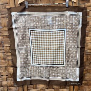 Monique Martin Brown and White Square Patterned Scarf
